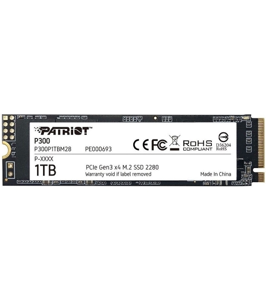Накопитель SSD Patriot P300, 1000Gb, PCIe 3.0 x4, M.2 2280, NVMe, R/W 2100/1650