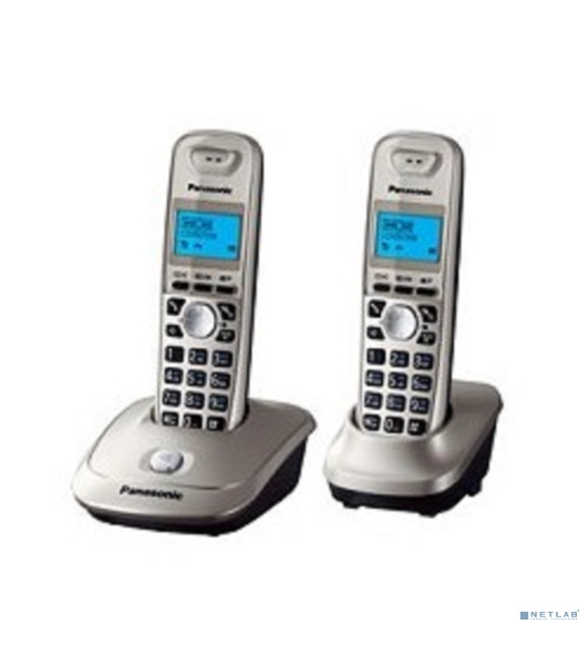 Телефон беспроводной (DECT) Panasonic KX-TG2512RUN (платиновый) Доп трубка в комплекте,АОН, Caller ID,спикерфон на трубке,полифония