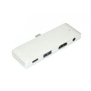 Адаптер Type-C на HDMI, USB 3.0 + Audio 3,5 + Type-C, серебро