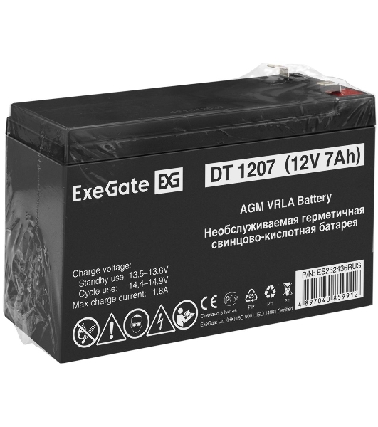 Батарея для ИБП ExeGate ES252436RUS DT 1207/EXS1270 (12V 7Ah), клеммы F1