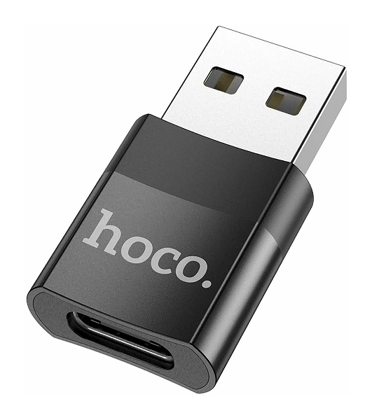 Переходник USB2.0 OTG Hoco, AM/Type-C(F), UA17, черный, коробка