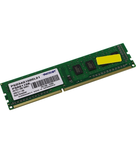Оперативная память Patriot Signature, DDR3L, 4GB (1x4 GB), 1600 MHz, CL11, DIMM