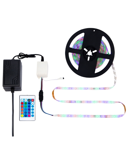 Комплект светодиодной ленты 5 м с блоком питания и RGb контроллером IP65, свечение RGb LAMPER