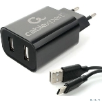 Сетевое зарядное устройство Cablexpert MP3A-PC-37 USB 2 порта, 2.4A, черный + кабель 1м Type-C, фото6