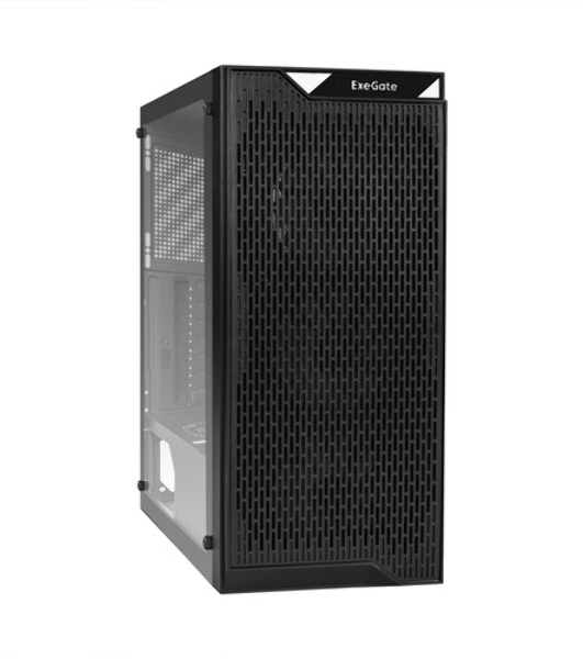Компьютерный корпус Miditower ExeGate EVO-5001A-600NPX (ATX, БП 600NPX с вент. 12 см, 2хUSB+1хUSB 3.0+HD Audio, черный, 3 вент.12см с RGb подсветкой, боковая панель - закаленное стекло)