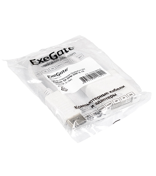 Кабель-переходник DisplayPort-DVI ExeGate EX284909RUS EX-DPM-DVIF-0.15 (20M/19F, 0,15м)