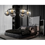 Подвесной светодиодный светильник Ambrella light LH12003/6 BK/GD/SM черный/золото/дымчатый 36W 3000K D760*175, фото3