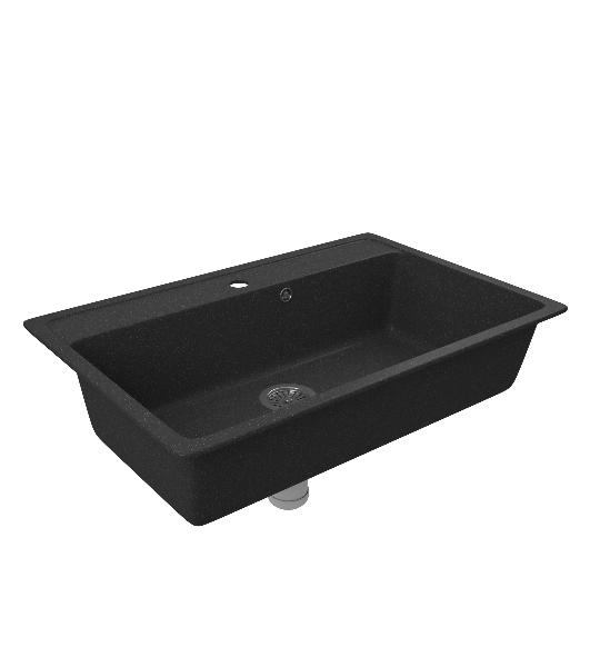 Мойка для кухни BAU Stil Black stone 76х51, выпуск с сифоном в комплекте, черный камень