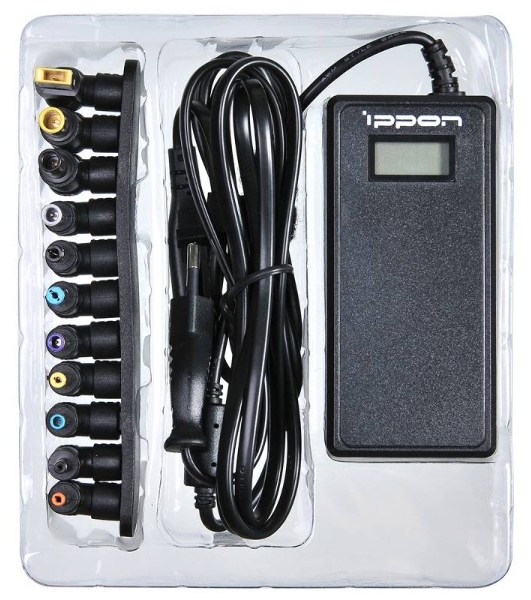 Блок питания Ippon D90U автоматический 90W 15V-19.5V 10-connectors 8A 1xUSB 2.1A от бытовой электросети LСD индикатор