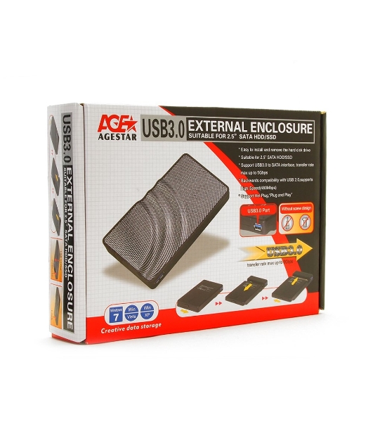 Внешний корпус для HDD AgeStar 3UB2P SATA пластик/алюминий серебристый 2.5'