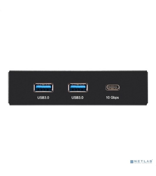 Планка USB на переднюю панель ExeGate U3H-616, 3,5', 2хUSB3.0+1хTypeC, черная, металл, подсоединение к мат. плате