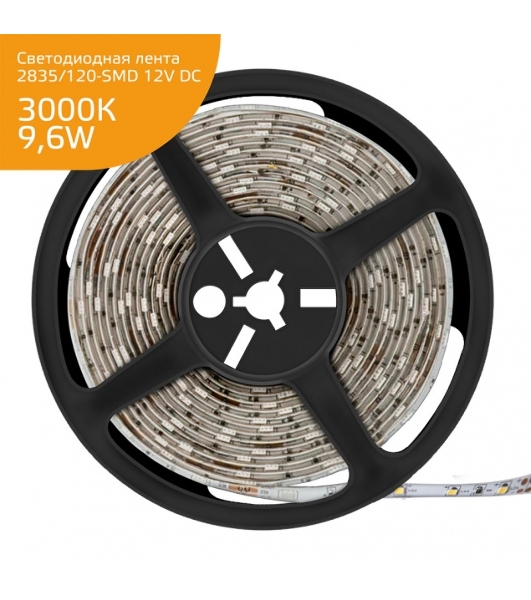 Лента светодиодная Elementary 2835/120-SMD 9.6W 12V DC теплый белый IP20 (ZIP bag 5m)