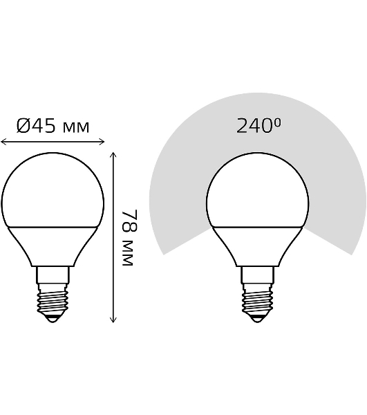 Лампа светодиодная LED Gauss 8Вт E14 220В 4100К Elementary шар 53128
