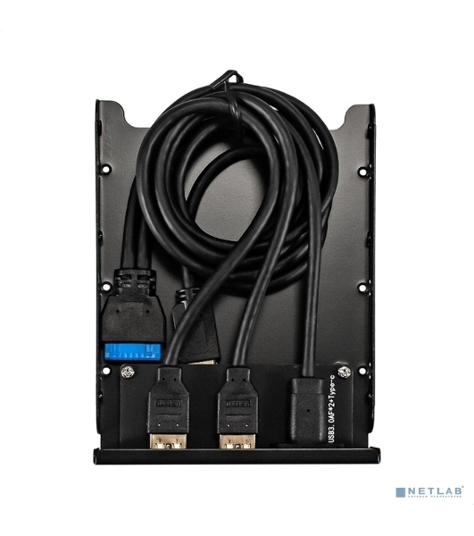 Планка USB на переднюю панель ExeGate U3H-616, 3,5', 2хUSB3.0+1хTypeC, черная, металл, подсоединение к мат. плате