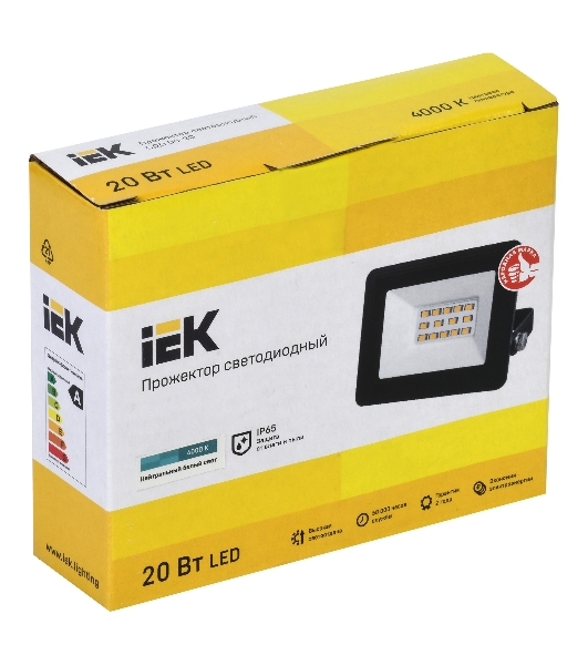 Прожектор светодиодный СДО 06-20 4000К IP65 черный IEK LPDO601-20-40-K02