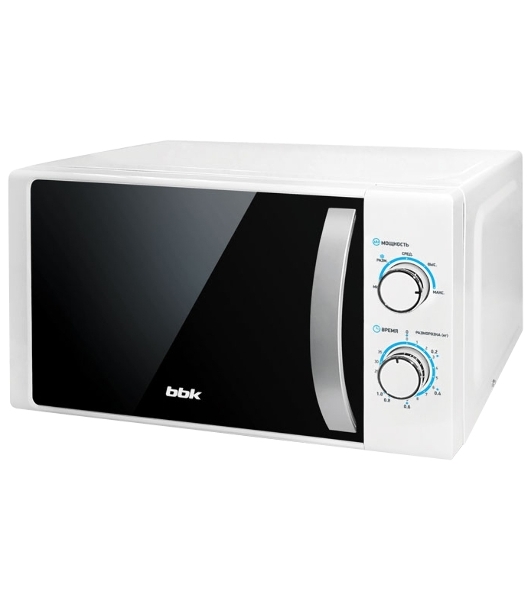 Микроволновая печь BBK 20MWS-711M/WS C белый/серебристый, 20 л, 700 Вт, переключатели - поворотный механизм