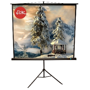 Экран Sakura 200x200 см TriScreen 1:1 напольный рулонный белый 111' Matt White (MW), черный корпус