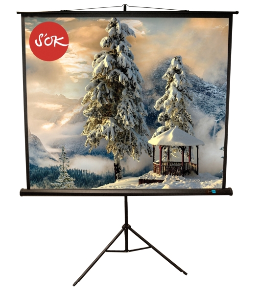Экран Sakura 200x200 см TriScreen 1:1 напольный рулонный белый 111' Matt White (MW), черный корпус