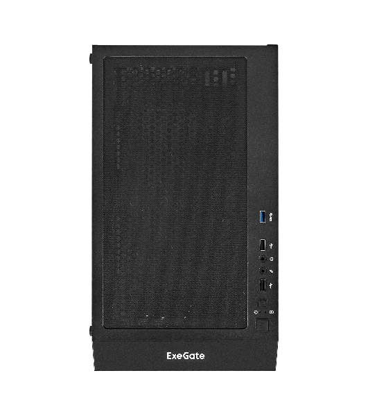 Компьютерный корпус Miditower ExeGate EVO-5001A-450NPX (ATX, БП 450NPX с вент. 12 см, 2хUSB+1хUSB 3.0+HD Audio, черный, 3 вент.12см с RGb подсветкой, боковая панель - закаленное стекло)