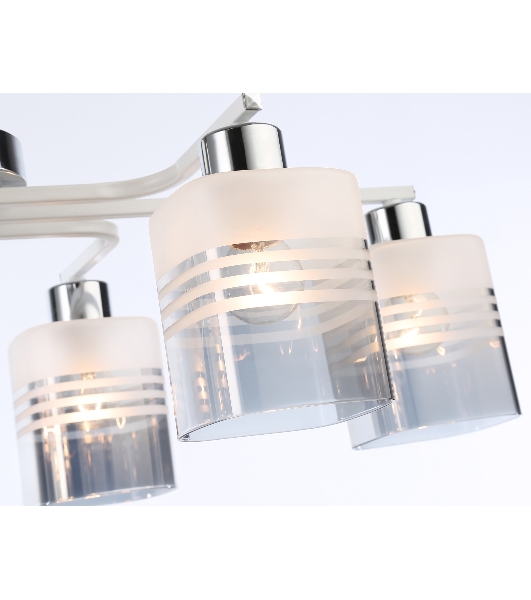 Светильник Ambrella light TR303207/6 WH/CH/SM/FR белый/хром/дымчатый/белый матовый E27*6 max 60W 710*400*200