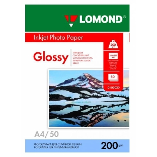 Фотобумага Lomond односторонная глянцевая, 200г/м2, A4 (21X29,7)/50л. для струйной печати