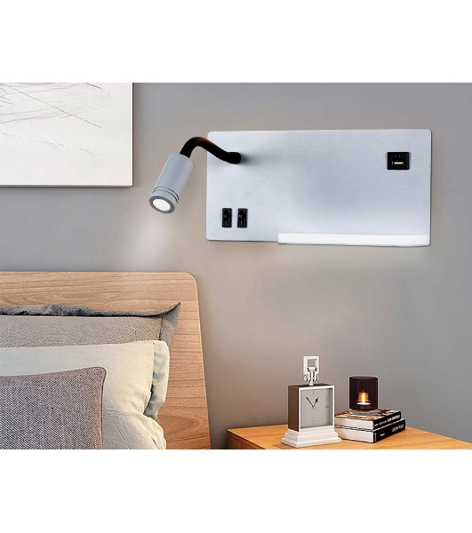Настенный светодиодный светильник Ambrella light FW292 GR/BK серый/черный LED 4200K 5W+3W 260*150*110