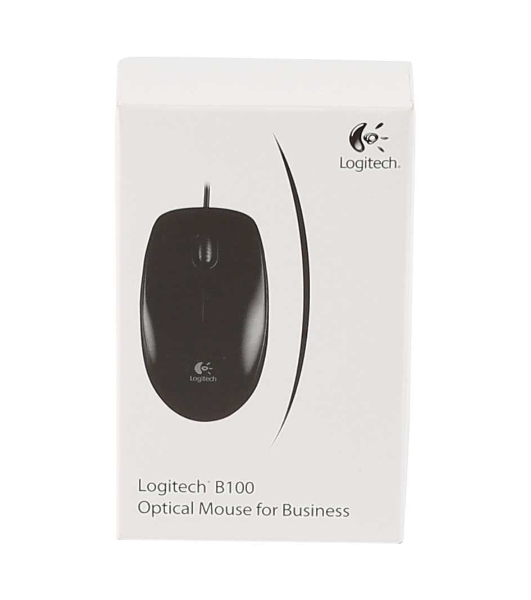 Мышь проводная Logitech B100 черный, 1000 dpi, USB, кнопки - 3