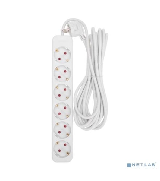 Удлинитель STANDARD 6 гнезд, 5м, 3х1,0мм², с/з, белый REXANT