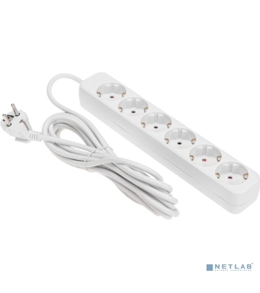 Удлинитель STANDARD 6 гнезд, 5м, 3х1,0мм², с/з, белый REXANT