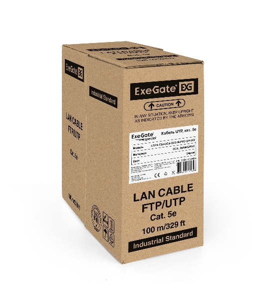 Кабель ExeGate Special UTP 4 пары кат.5e CCA, 26AWG, бухта 100м, серый, PVC