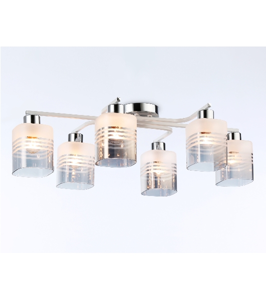 Светильник Ambrella light TR303207/6 WH/CH/SM/FR белый/хром/дымчатый/белый матовый E27*6 max 60W 710*400*200