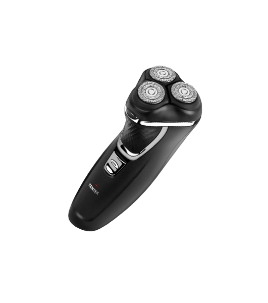 Электробритва Centek CT-2176 черный/хром ротор, 3 плавающие головки, аккумулятор + работа от сети, триммер