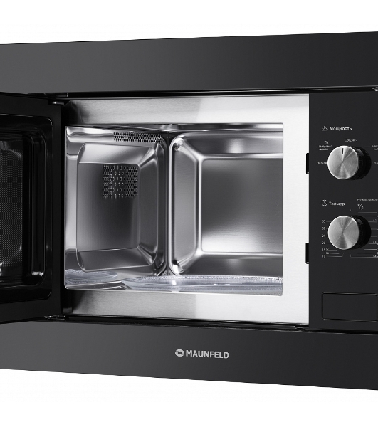 Встраиваемая микроволновая печь Maunfeld MBMO.20.1PGb черный, 20 л, 800 Вт, переключатели - поворотный механизм