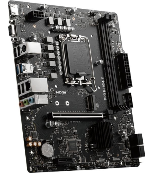 Материнская плата MSI PRO H610M-E, LGA 1700, Intel H610, 2xDDR5, 4xSATA, 1xM.2, 1xPCIe 4.0 x16, 1xPCIe 4.0 x1, 1xHDMI, 1xVGA, 1xRJ45 1Gb, 2xUSB-A 3.2 Gen 1, 4xUSB-A 2.0, 3x3.5мм, 7.1, mATX