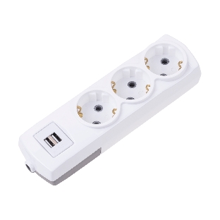 Удлинитель Rexant PREMIUM 3 гнезда, 5 м, 3х1,5 мм², с/з, 2 USB, белый