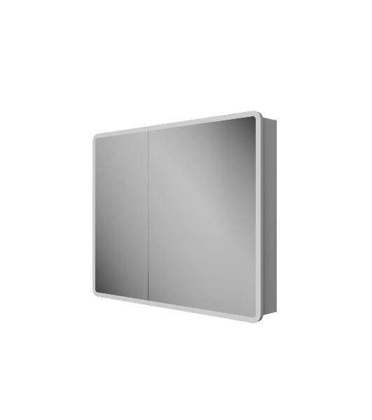 Зеркало-шкаф Bau Stil 100х80, LED подсветка, сенсор, плавное закрывание, оборачиваемый