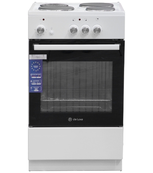 Плита электрическая De Luxe 5003.18Э белый, конфорок 3 шт, духовка 46 л, 50 см x 85 см x 50 см