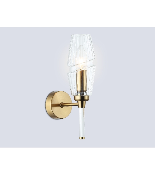Настенный светильник Ambrella light LH55204 BS/CL латунь/прозрачный E14 max 40W 150*80*280