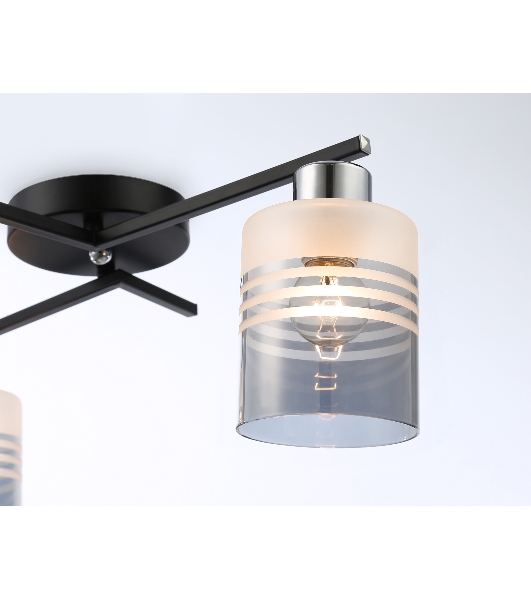 Светильник Ambrella light TR303211/2 BK/CH/SM/FR черный/хром/дымчатый/белый матовый E27*2 max 60W 500*170*200