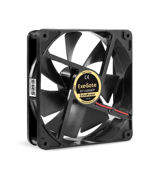 Вентилятор 12В DC ExeGate ExtraPower EP14025B2P (140x140x25 мм, 2-Ball (двойной шарикоподшипник), 2pin, 1600RPM, 31dBA)
