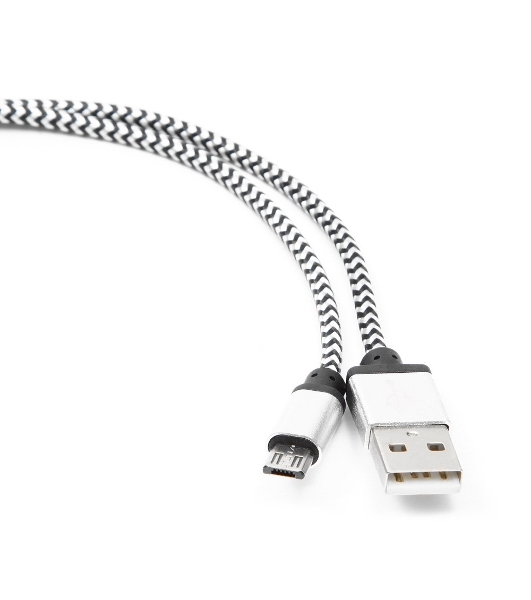 Кабель Gembird USB 2.0 Cablexpert AM/microBM 5P, 1м, нейлоновая оплетка, алюминиевые разъемы, серебристый, пакет
