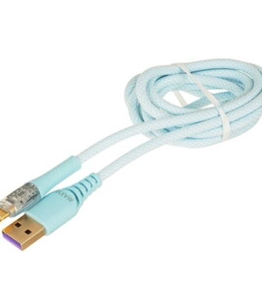 Кабель Maxvi MC-19L blue, USB-A - Lightning, 2.4A, LED ток макс. нагрузки 2.4А, макс. напряжение 5V; стандарт USB 2.0; длина кабеля 1.5м, нейлоновая оплетка, металлические корпуса разъемов,LED подсветка, цвет: синий
