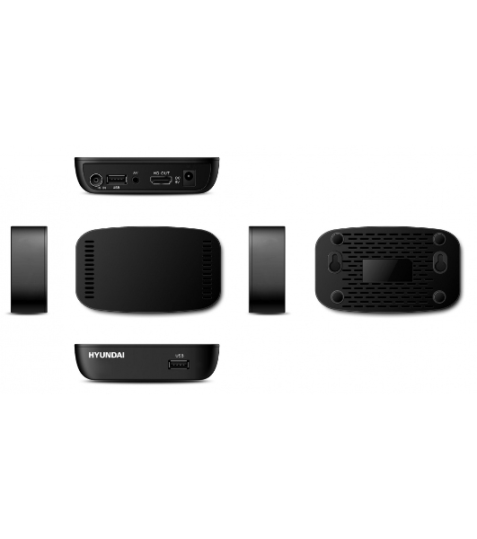 Приставка для цифрового ТВ Hyundai H-DVB460 черный, DVB-T2, DVB-T, DVB-C, HDMI, USB 2.0 х2