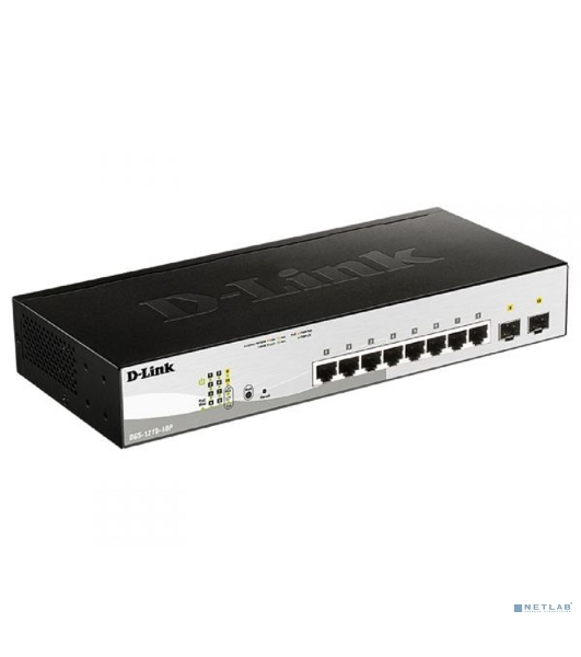 Коммутатор D-Link DGS-1210-10P/FL2A, 8×1 Гбит/с + 2×1 Гбит/с SFP, настраиваемый