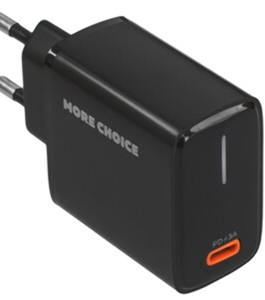 Сетевое зарядное устройство MORE CHOICE (4610196409912) NC60a черный - СЗУ 1USB-C 3.0A PD 20W быстрая зарядка для Type-C