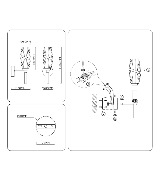 Настенный светильник Ambrella light LH55204 BS/CL латунь/прозрачный E14 max 40W 150*80*280