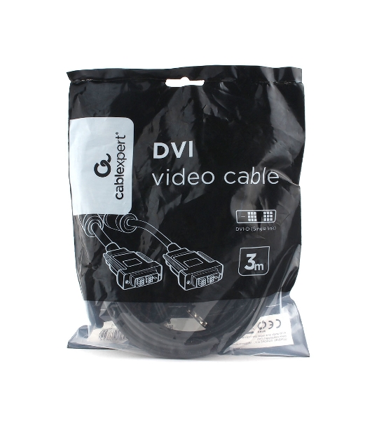 Кабель DVI-D single link Cablexpert CC-DVIL-BK-10, 19M/19M, 3.0м, CCS, черный, экран, феррит.кольца, пакет