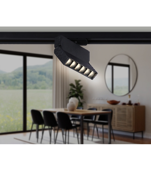 Трековый однофазный светодиодный светильник Ambrella light GL6813 BK черный LED 6W 3000K 24° 115*22*87