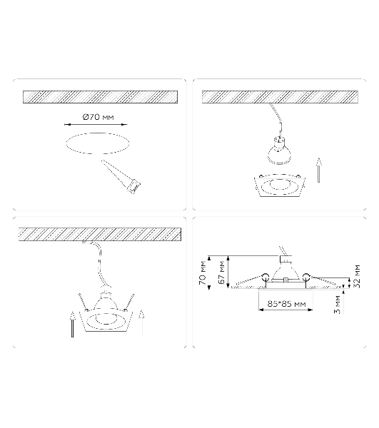 Встраиваемый точечный светильник Ambrella light TN102812 BK черный GU5.3 85*85*35
