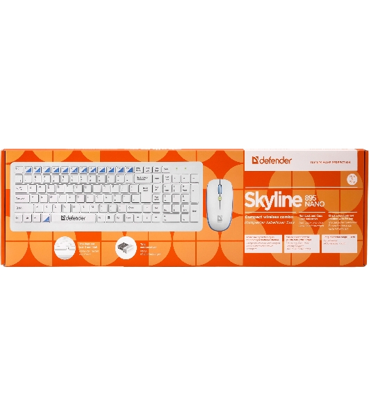 Комплект клавиатура+мышь Defender Skyline 895 беспроводной, USB, 2000 DPI, белый